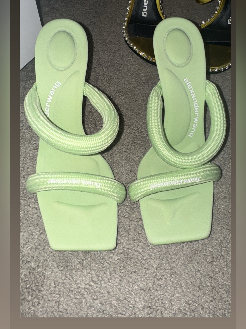 Alexander Wang Pastel Green Double-Rope Square-Toe Sandals